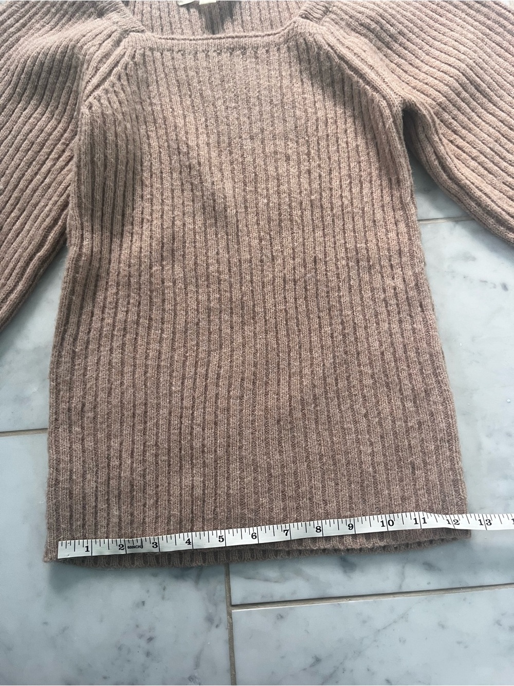 Beige Ribbed Square-Neck Sweater - Picture 5 of 6